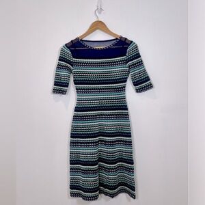 Missoni Cotton Blend Blue and Green Knitted Dress